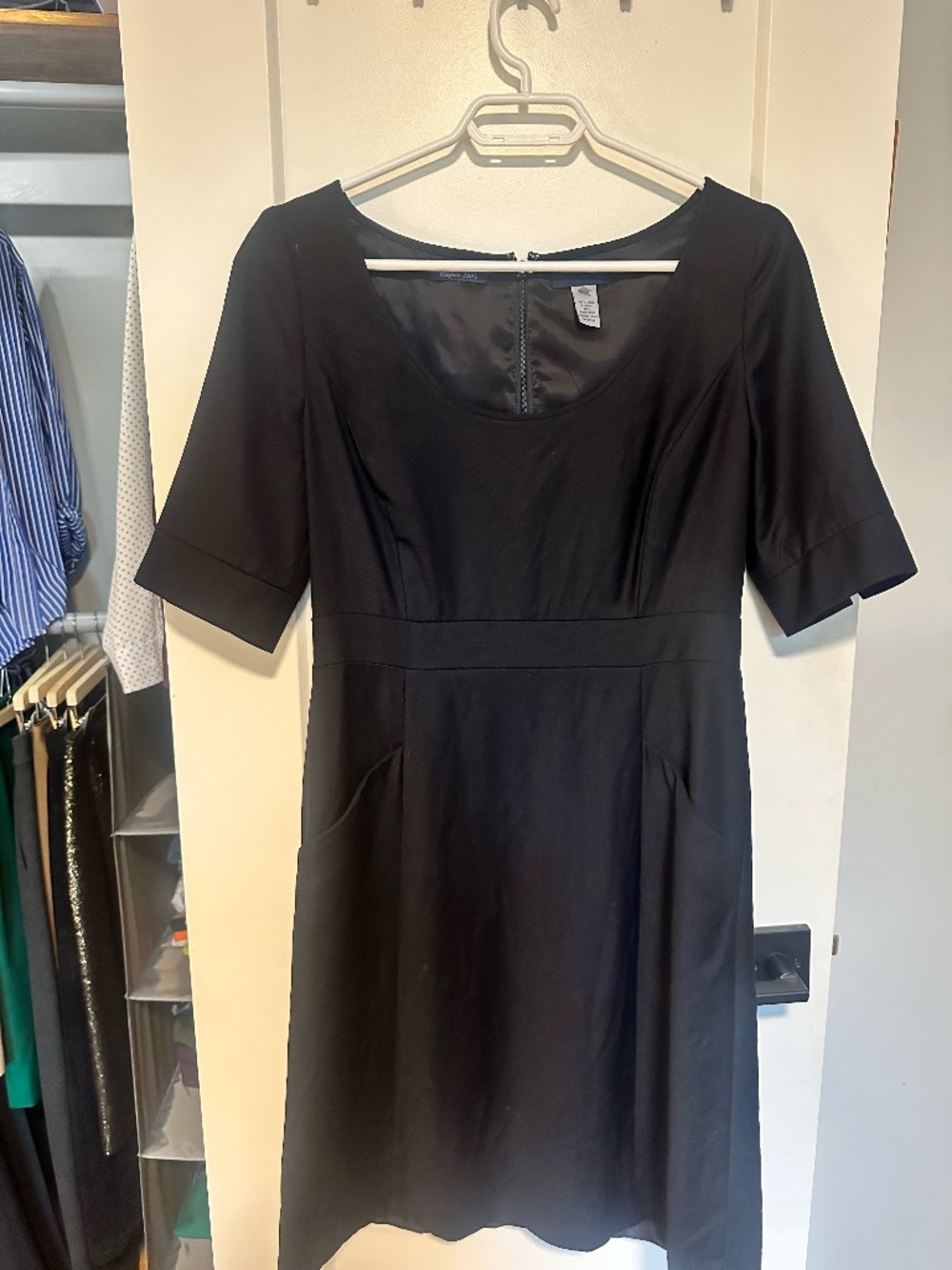 J. Crew Super 120's Black Wool Sheath Dress - Size 6